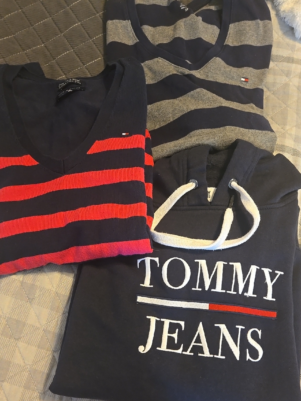 Tommy Jeans Navy Hoodie with Striped Tops